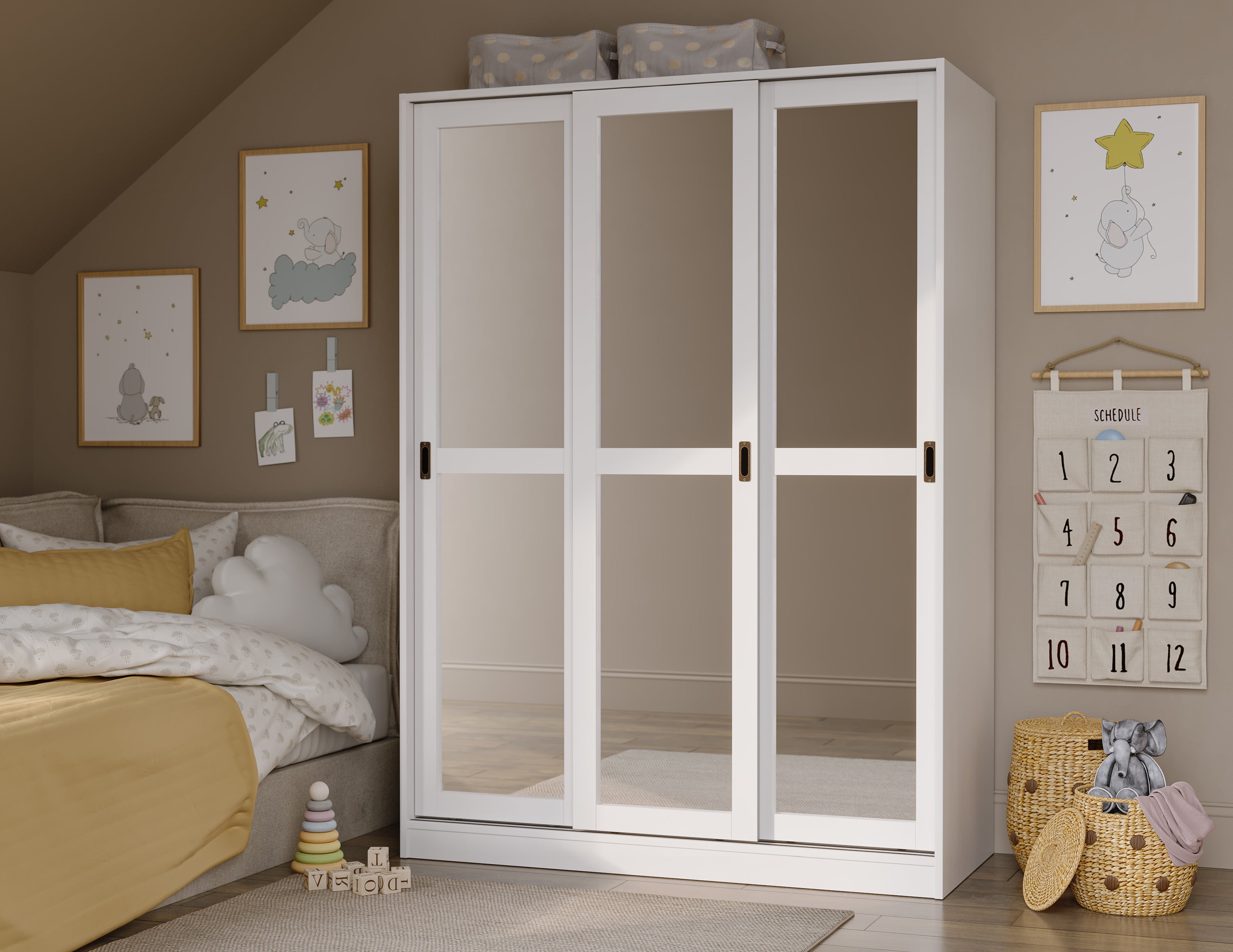 Buy Supreme 2-Door Large Sliding Door Wardrobe With Mirror - White Online | Danube Home UAE - View #10