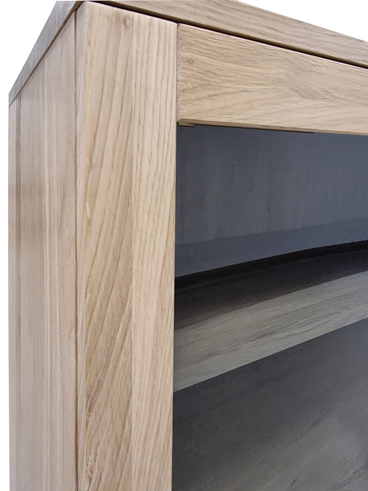 Premium 100% Solid European Oak Hardwood 6-Shelf Modular Bookcase with Tinted Glass Doors – 32" Wide, 71.5" Tall