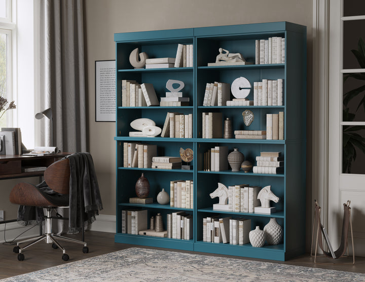 100% Solid Brazilian Pine Wood 12-Shelf Bookcase, Adjustable Shelves, 64" Wide, 71.5" Tall