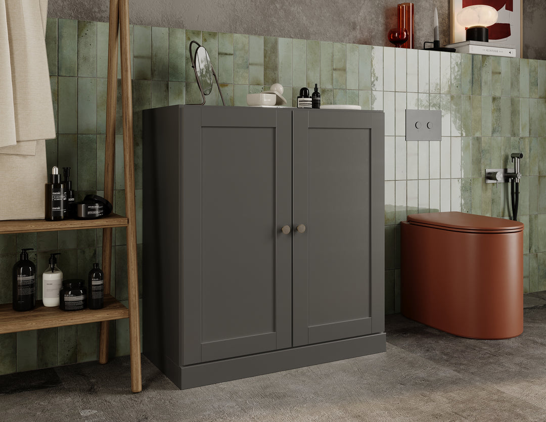 100% Solid Wood 32" Bathroom Cabinet with Shaker Wood Doors, 2-Drawers