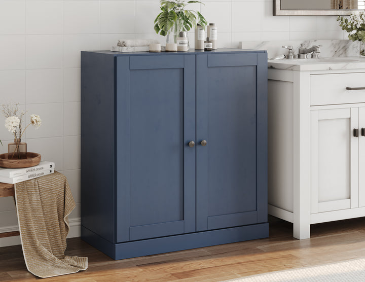 100% Solid Wood 32" Bathroom Cabinet with Shaker Wood Doors, 2-Drawers