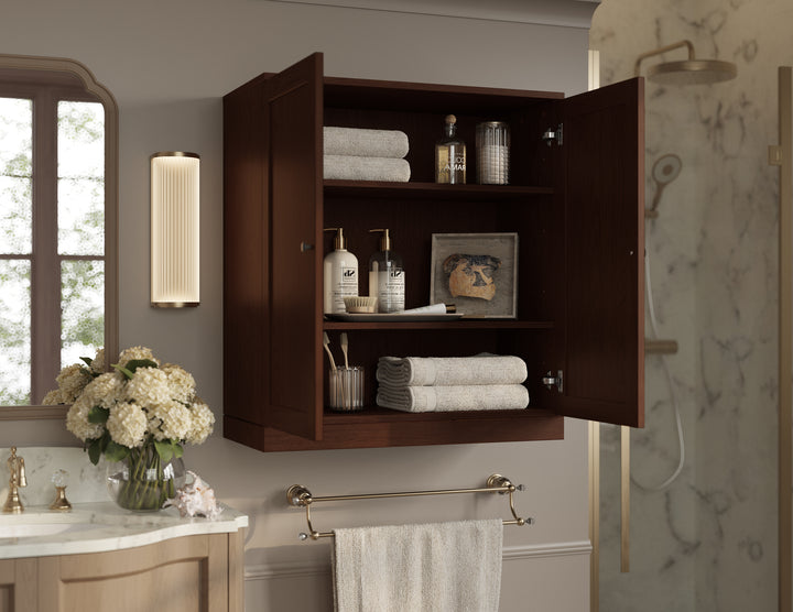 Premium 100% Solid European Oak Bathroom Wall Cabinet with Shaker Doors, 32" W x 35.75" H
