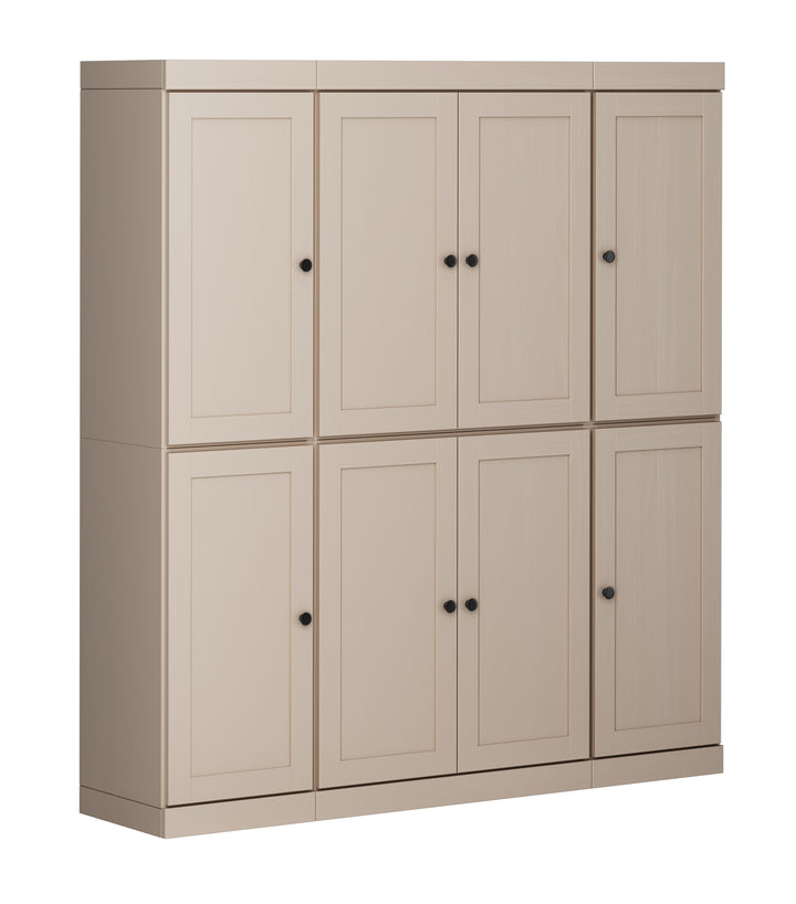100% Solid Wood 65" Pantry Cabinet, 8 Shaker Wood Doors, 2 Drawers