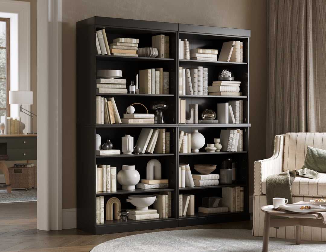 100% Solid Wood 12-Shelf 64" Bookcase, Tall Modular Bookshelf with Adjustable Shelves