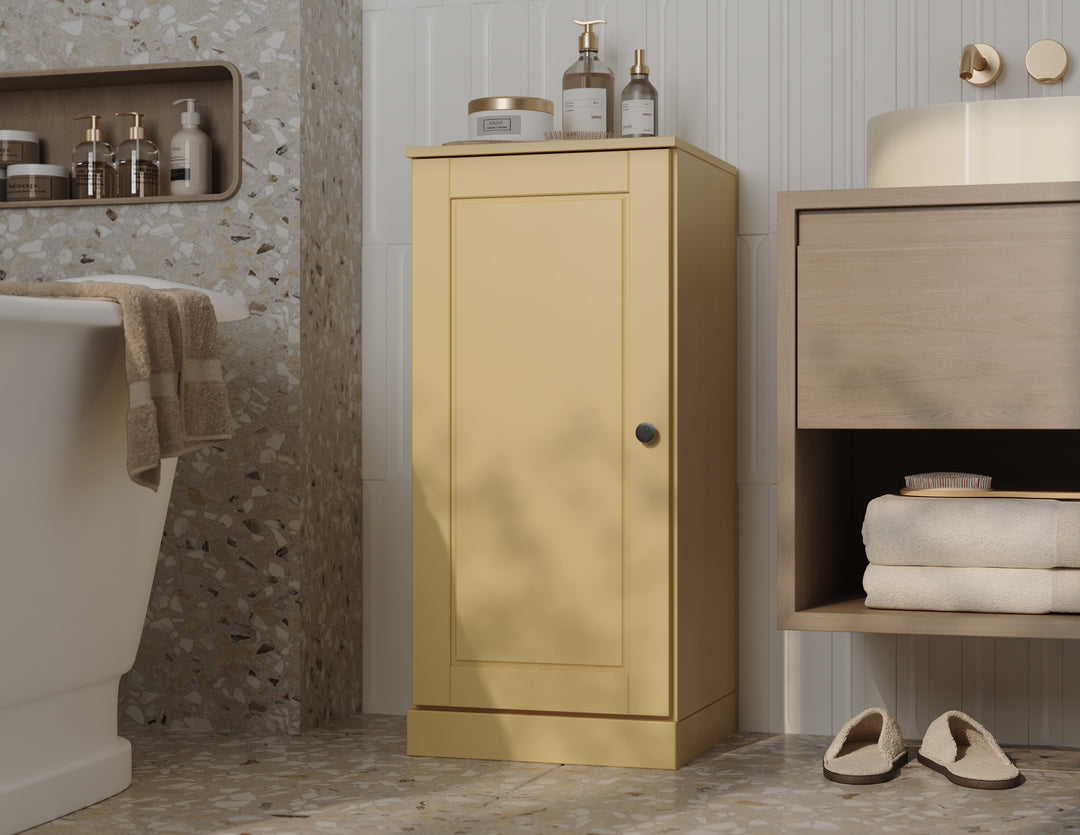 100% Solid Wood Bathroom Storage Cabinet, Raised Panel Door, 4 Drawers, Adjustable Shelves, 16.5" Wide, 35.75" Tall