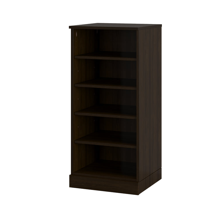 100% Solid Wood Narrow Open Shoe Storage Cabinet with Adjustable Shelves, Space Saving Stackable Organizer, 16.5" W x 35.75" H