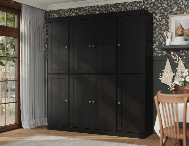 100% Solid Wood 65" Pantry Cabinet, 8 Shaker Wood Doors, 2 Drawers