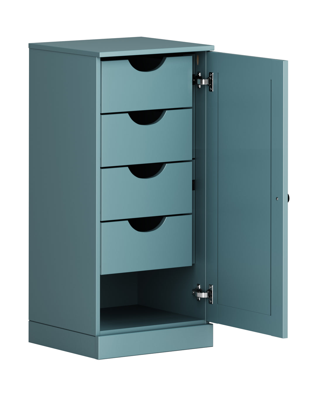 100% Solid Wood Bathroom Storage Cabinet, Shaker Door, 4 Drawers, Adjustable Shelves, 16.5" Wide, 35.75" Tall