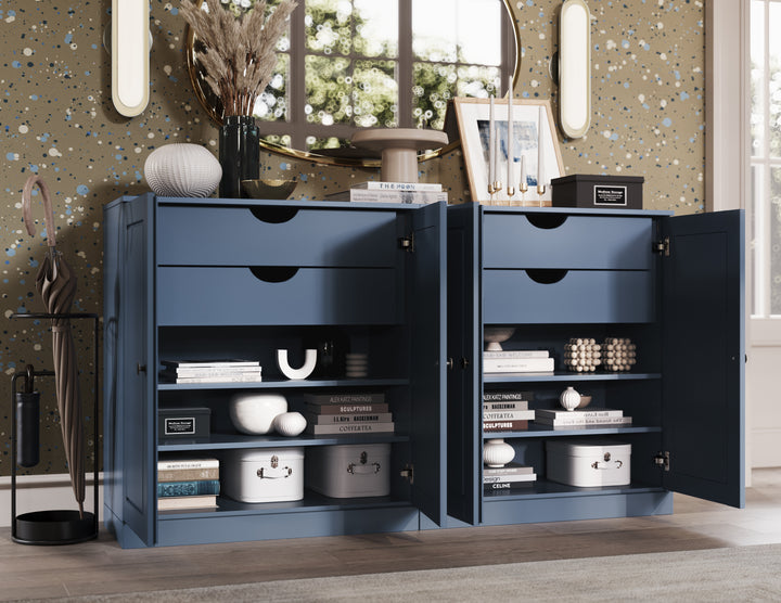 100% Solid Wood 64" Sideboard, Raised Panel Wood Doors, 4 Drawers, Adjustable Shelves