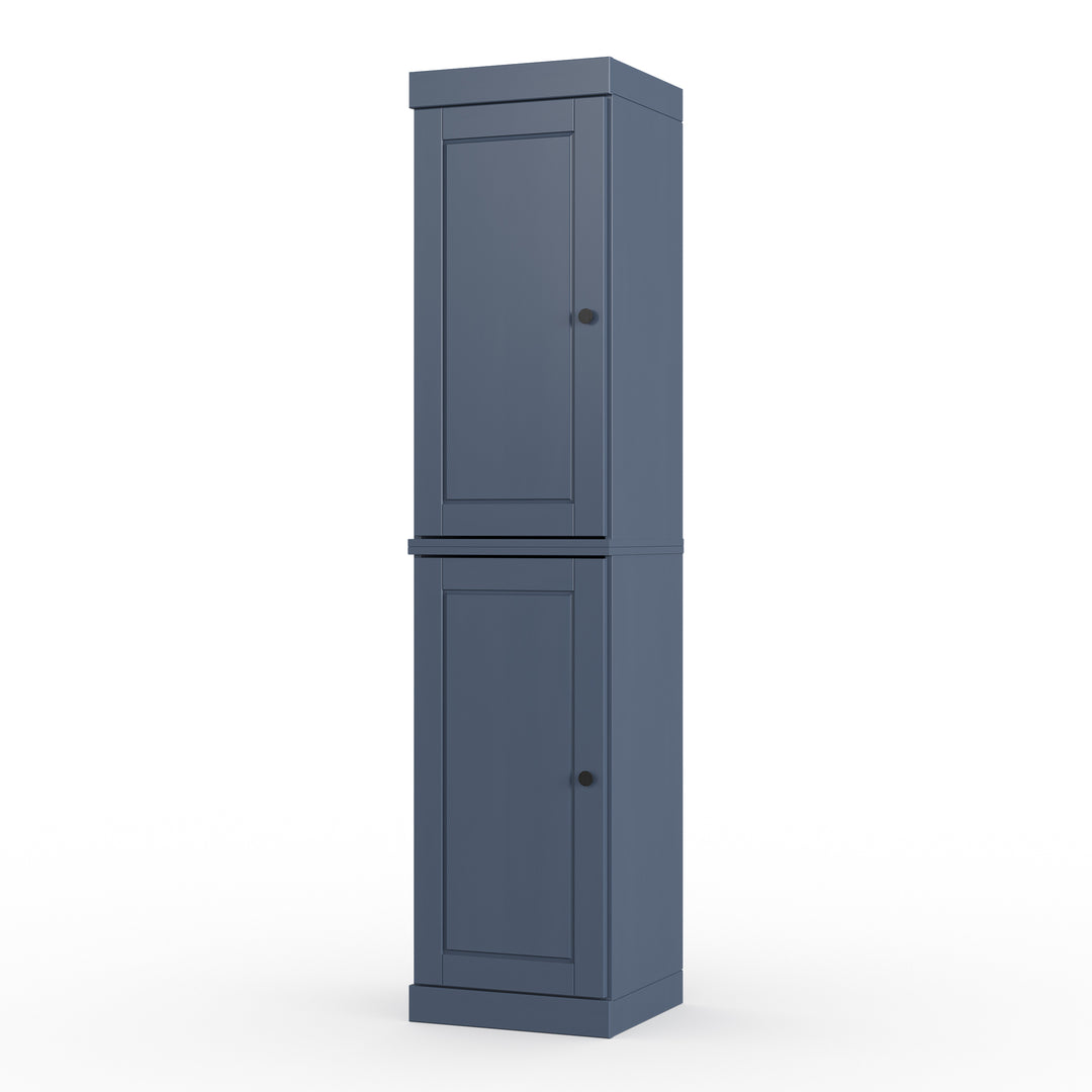 100% Solid Wood Bathroom Storage Cabinet, Raised Panel Doors, 4 Drawers, Adjustable Shelves, 16.5" Wide, 71.5" Tall