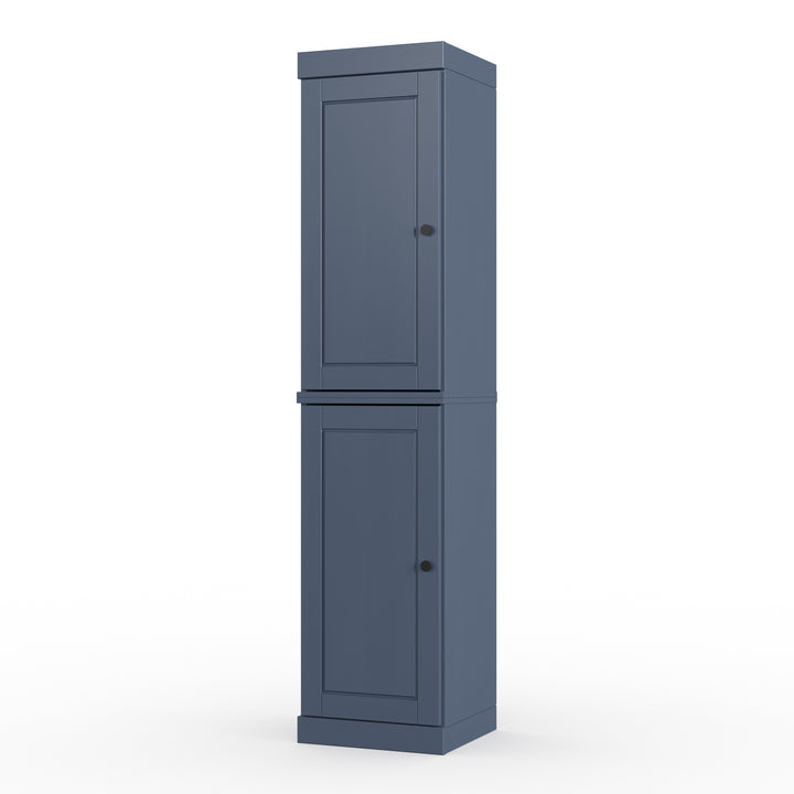 100% Solid Wood Bathroom Storage Cabinet, Raised Panel Doors, 4 Drawers, Adjustable Shelves, 16.5" Wide, 71.5" Tall