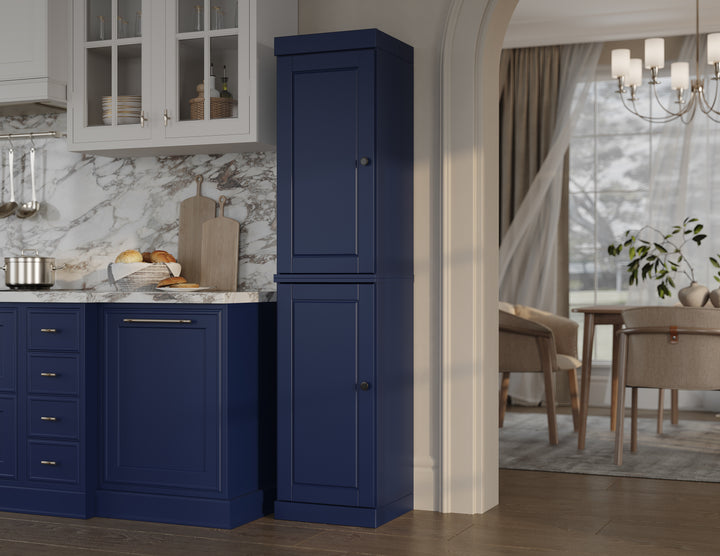 100% Solid Wood 16.5" Pantry Cabinet, 2 Raised Panel Wood Doors