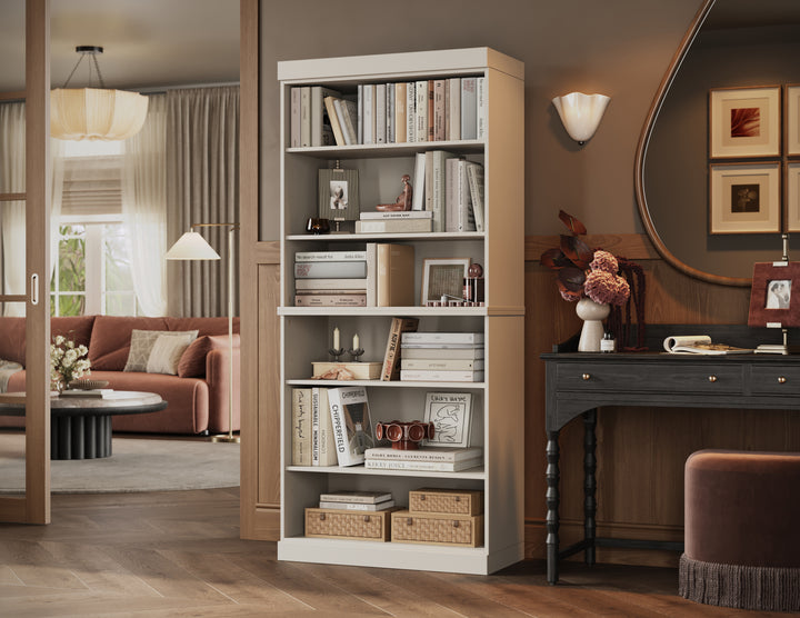 100% Solid Wood Tall Modular Bookcase with 6 Adjustable Shelves, Freestanding Open Bookshelf, 32" W x 71.5" H