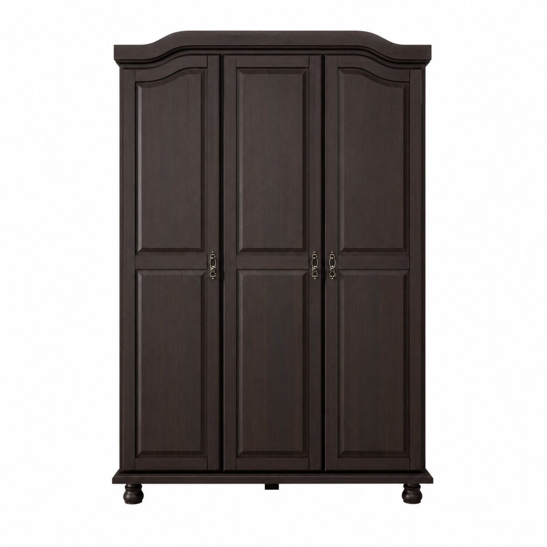 100% Solid Wood 3-Door Wardrobe Armoire with Raised Panel Doors, Bedroom Closet Storage - Kyle Collection