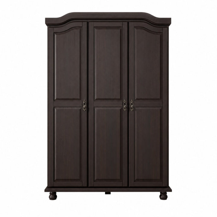 100% Solid Wood 3-Door Wardrobe Armoire with Raised Panel Doors, Bedroom Closet Storage - Kyle Collection
