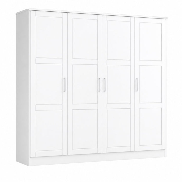 100% Solid Wood 4-Door Wardrobe Armoire with Raised Panel Doors, Bedroom Closet Storage - Cosmo Collection