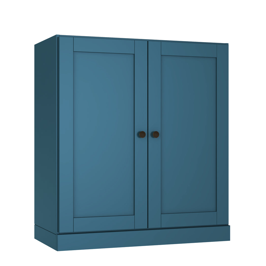 100% Solid Wood 3-Shelf 32" Bookcase, 2 Shaker Wood Doors, Adjustable Shelves