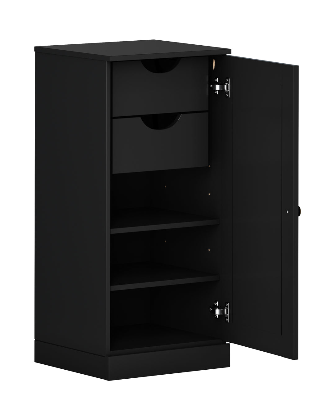 Black Solid Wood Bathroom Storage Cabinet with 2 Drawers