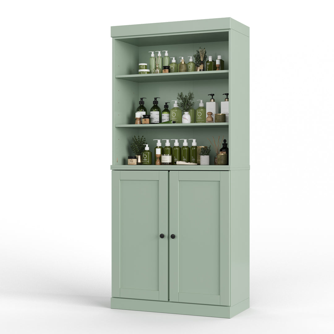 100% Solid Brazilian Pine Wood 32" Bathroom Storage Cabinet with Bottom Shaker Doors and Adjustable Shelves