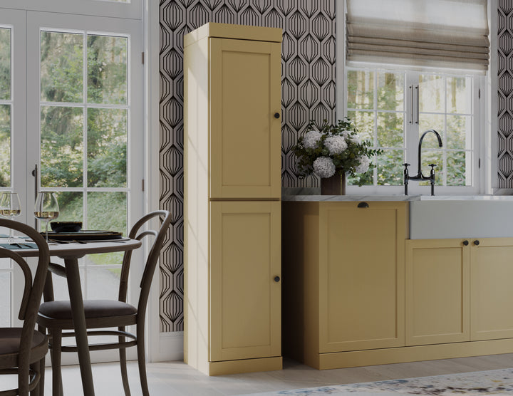 100% Solid Wood 16.5" Pantry Cabinet, 2 Shaker Wood Doors