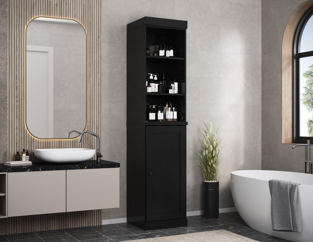 100% Solid Wood 16.5" Tall Bathroom Storage Cabinet , Shaker Door, Adjustable Shelves