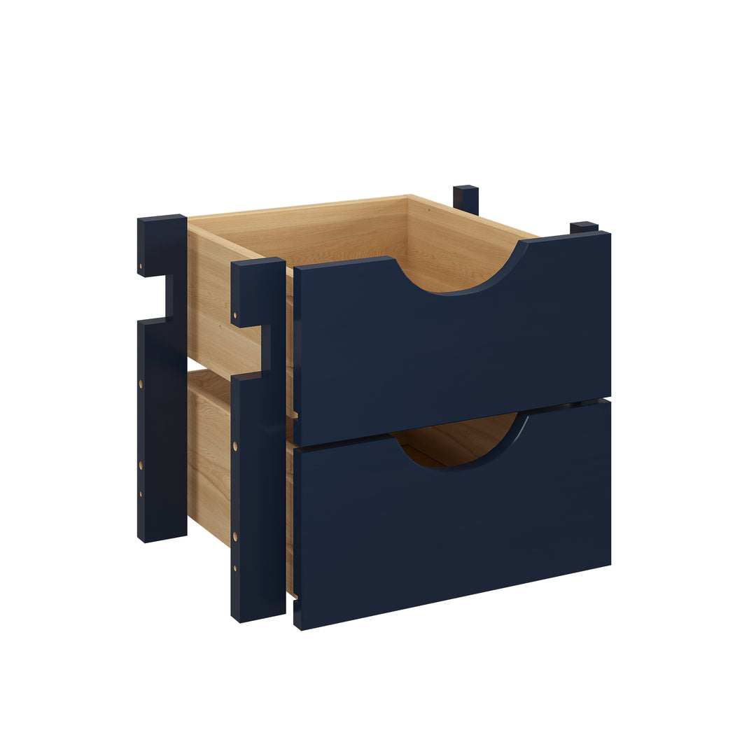 100% Solid Wood Modular Cabinet 2-Small Drawer Storage Kit For 16.5" Wide Cabinet