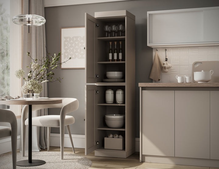 100% Solid Wood 16.5" Pantry Cabinet, 2 Shaker Wood Doors