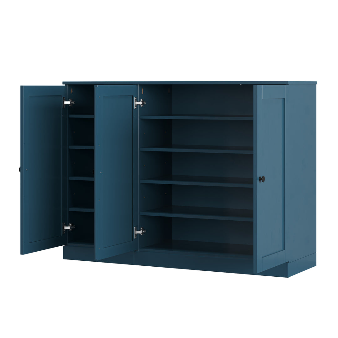 100% Solid Wood Shoe Storage Cabinet with Shaker Doors, Adjustable Shelves, Space Saving Modular Entryway Organizer, 48.5" W x 35.75" H