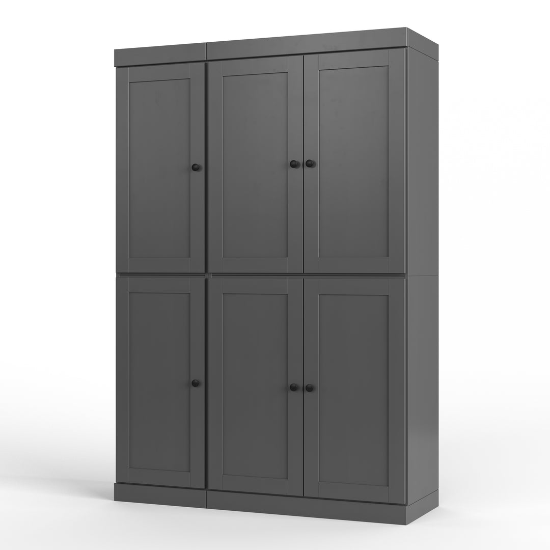 100% Solid Wood 48.5" Pantry Cabinet, Shaker Wood Doors, 2-Drawers