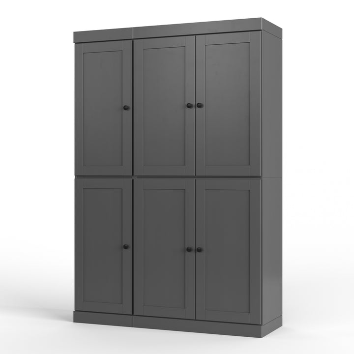 100% Solid Wood 48.5" Pantry Cabinet, Shaker Wood Doors, 2-Drawers