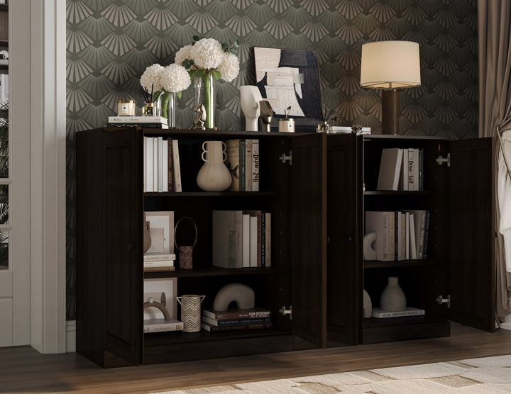 100% Solid Wood Sideboard Buffet with Raised Panel Doors, Credenza Server for Dining Room Storage, 64" W x 35.75" H