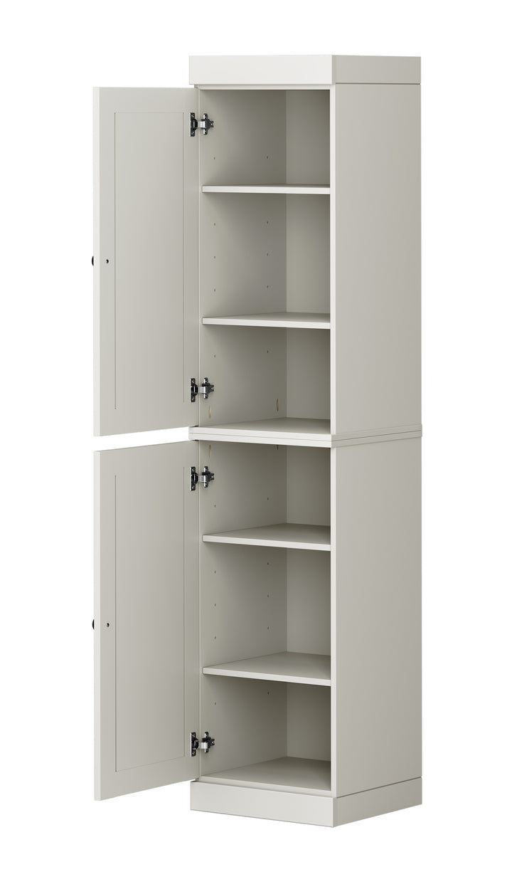 100% Solid Wood Tall Freestanding Modular Bathroom Linen Storage Cabinet with Raised Panel Doors, Adjustable Shelves, 16.5" W x 71.5" H