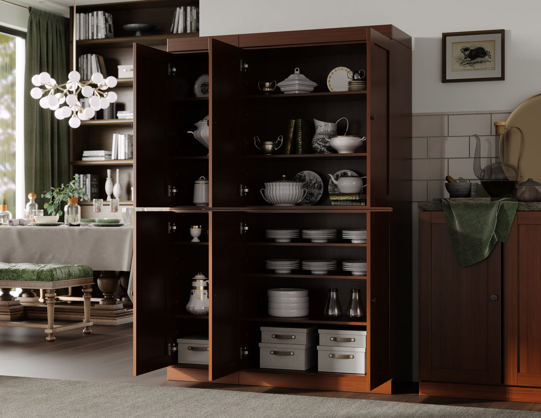 100% Solid Wood 48.5" Pantry Cabinet, Shaker Wood Doors