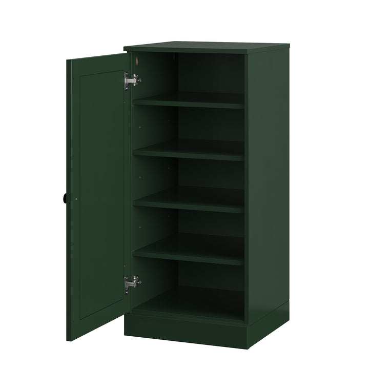 100% Solid Wood Narrow Shoe Storage Cabinet with Raised Panel Door, Adjustable Shelves, Space Saving Stackable Organizer, 16.5" W x 35.75" H