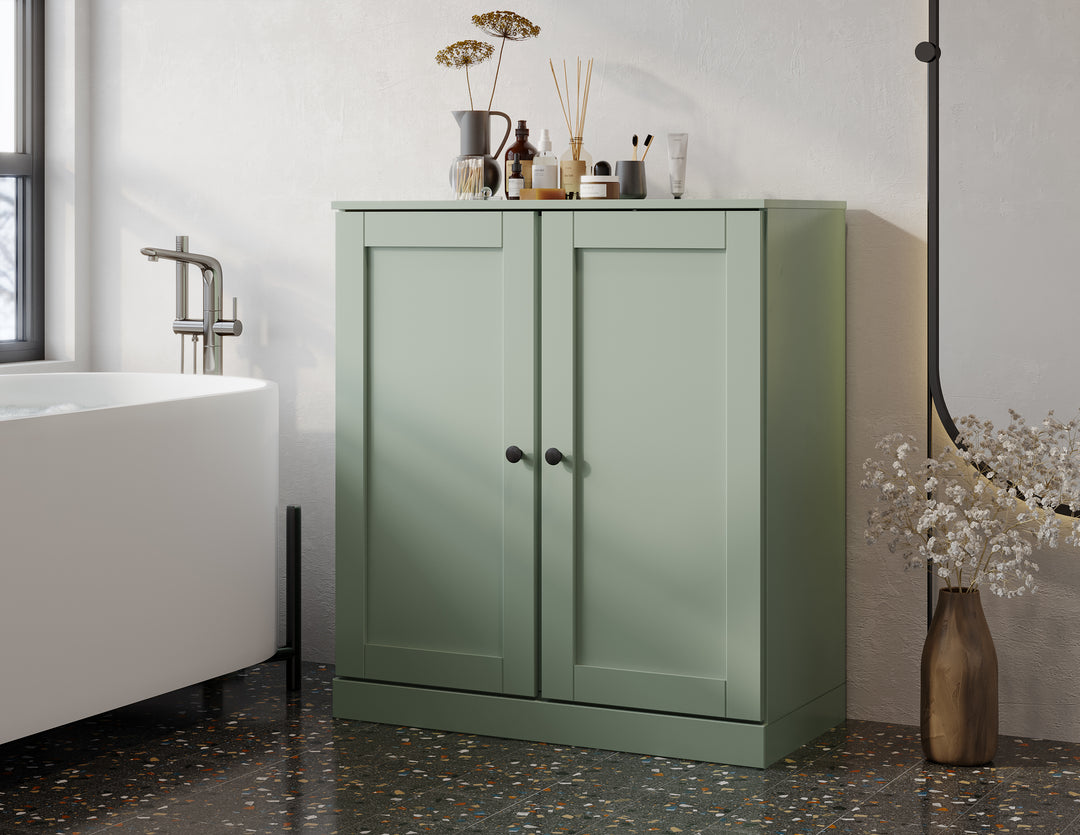 100% Solid Wood 32" Bathroom Cabinet with Shaker Wood Doors