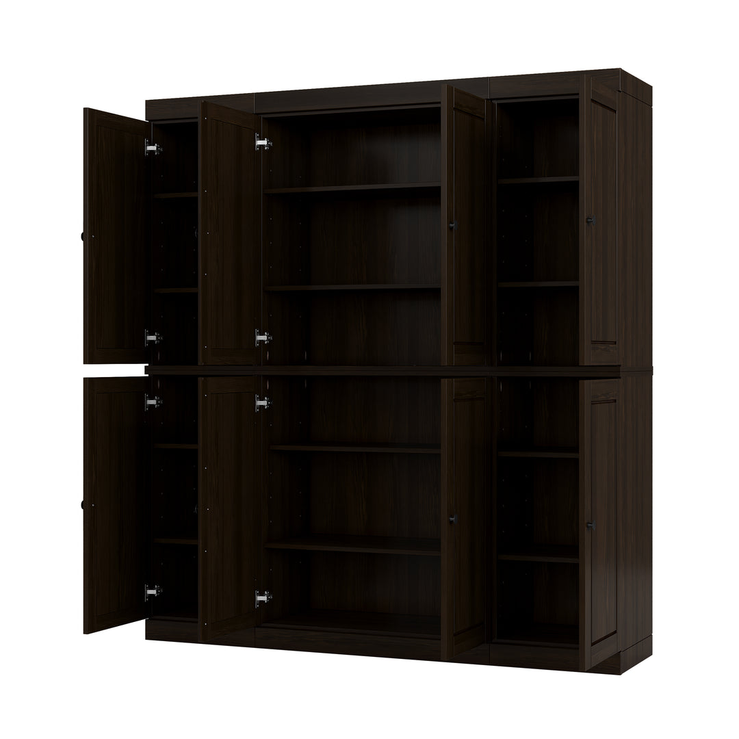 100% Solid Wood Tall Freestanding Kitchen Pantry Cabinet with Doors, Modular Storage Cabinet with Adjustable Shelves, 65" W x 71.5" H