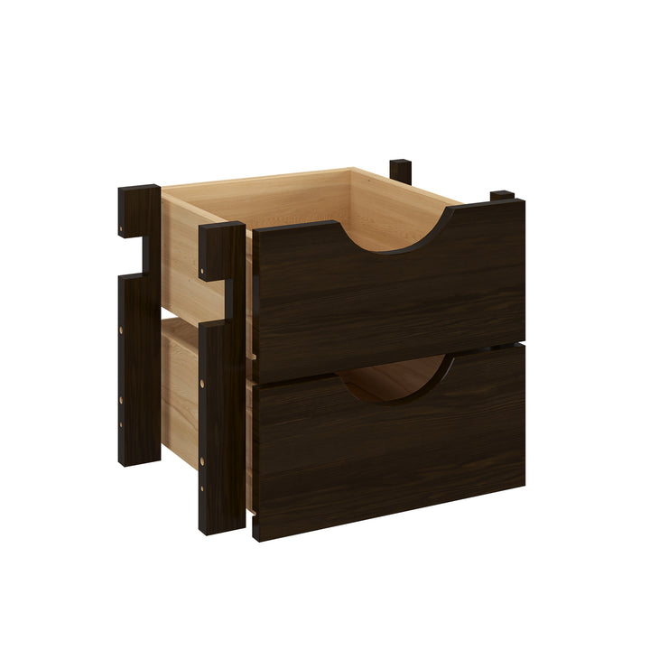 100% Solid Wood Modular Cabinet 2-Small Drawer Storage Kit For 16.5" Wide Cabinet