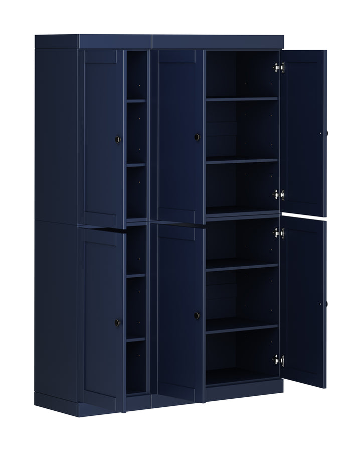 100% Solid Wood 48.5" Pantry Cabinet, Shaker Wood Doors