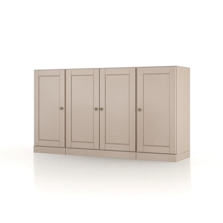 100% Solid Brazilian Pine Wood 65" Sideboard with Raised Panel Doors, 2-Drawers and Adjustable Shelves