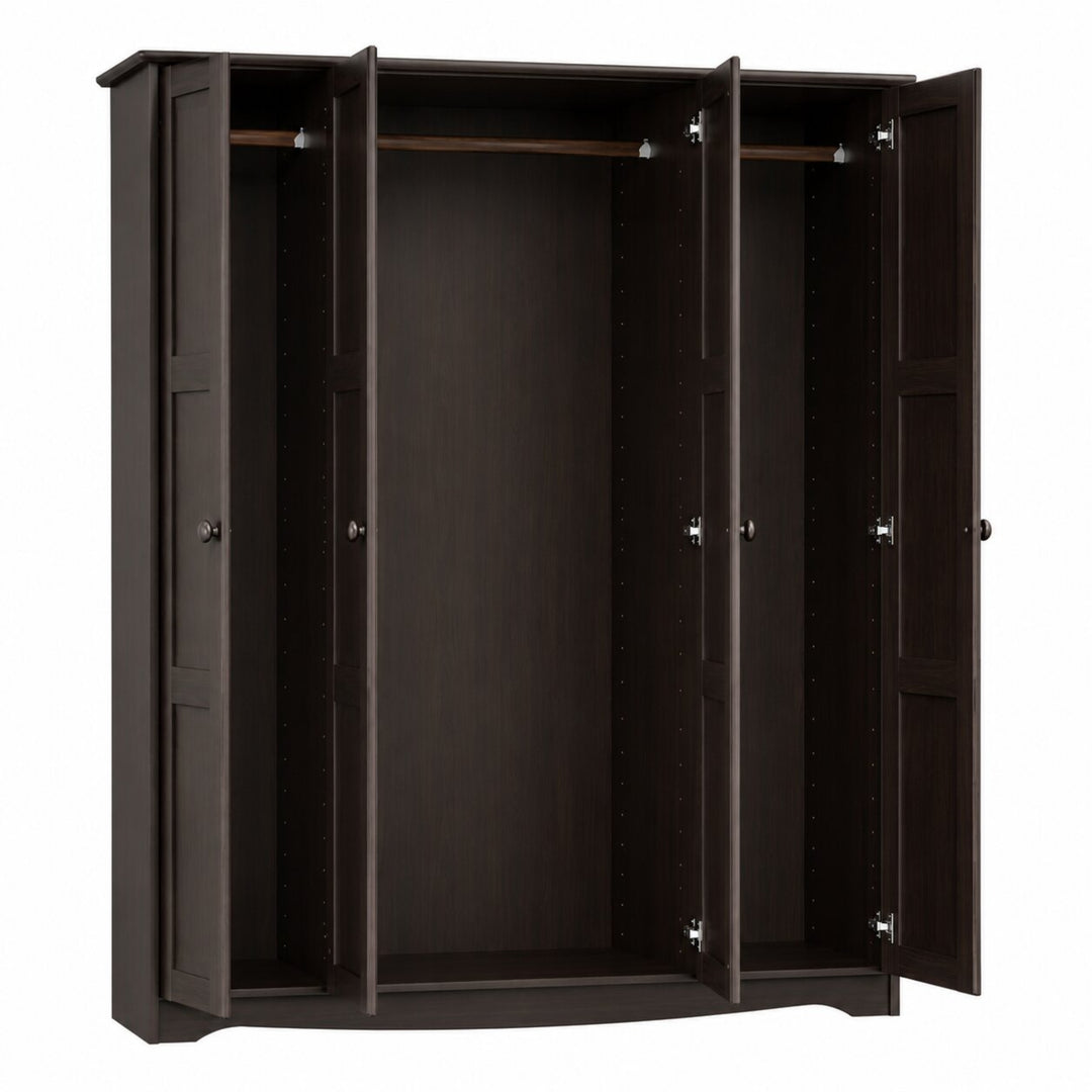 100% Solid Wood 4-Door Wardrobe Armoire with Raised Panel Doors, Bedroom Closet Storage - Regal Collection
