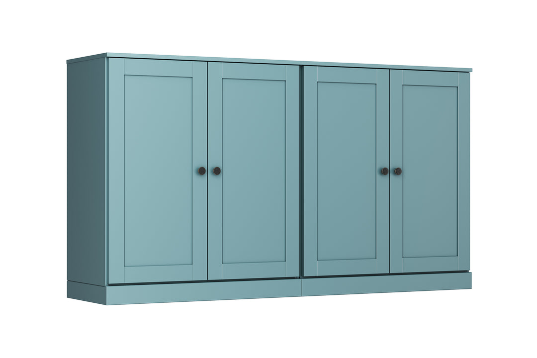 100% Solid Brazilian Pine Wood 64" Sideboard with Shaker Doors, 4-Drawers and Adjustable Shelves