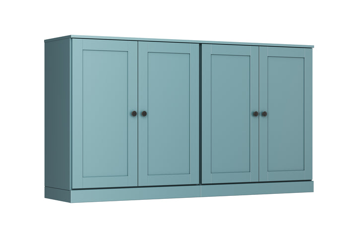 100% Solid Brazilian Pine Wood 64" Sideboard with Shaker Doors, 4-Drawers and Adjustable Shelves