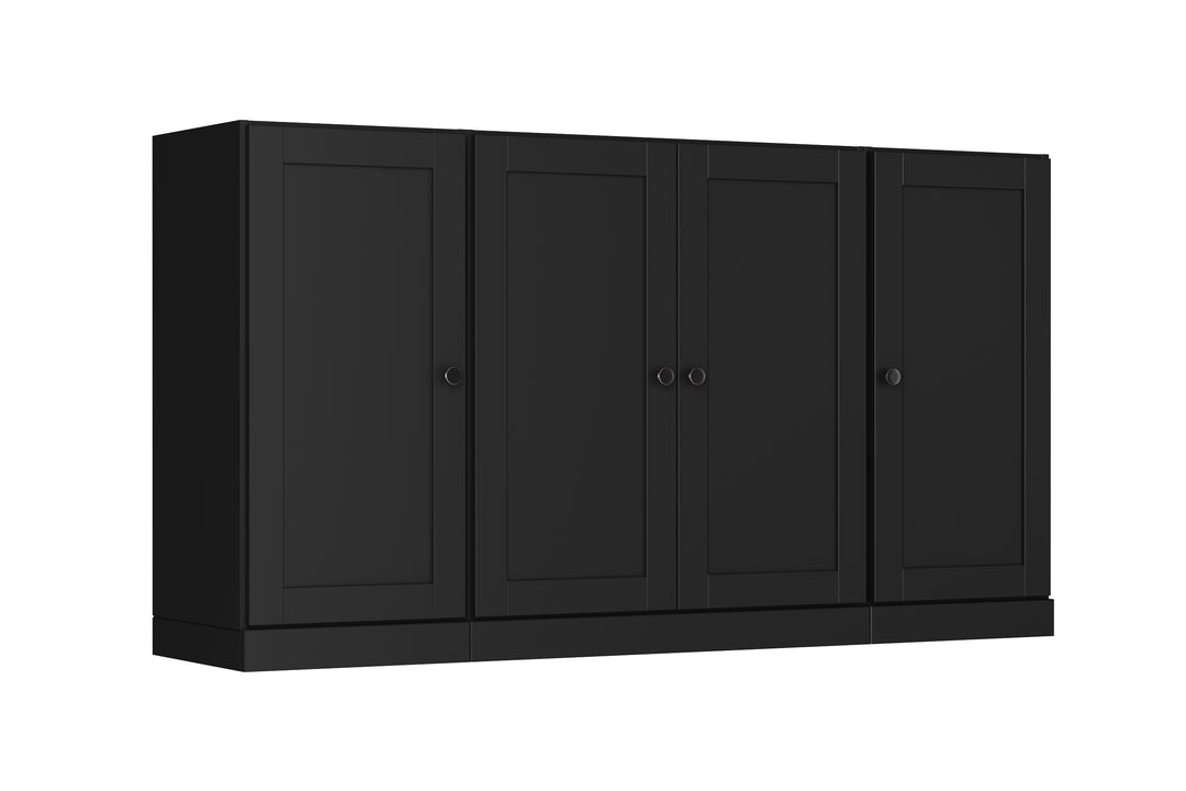 100% Solid Brazilian Pine Wood Sideboard, Shaker Doors, 2 Drawers, Adjustable Shelves, 65" Wide, 35.75" Tall