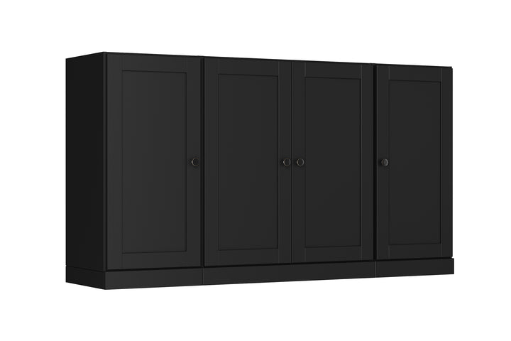 100% Solid Brazilian Pine Wood Sideboard, Shaker Doors, 2 Drawers, Adjustable Shelves, 65" Wide, 35.75" Tall