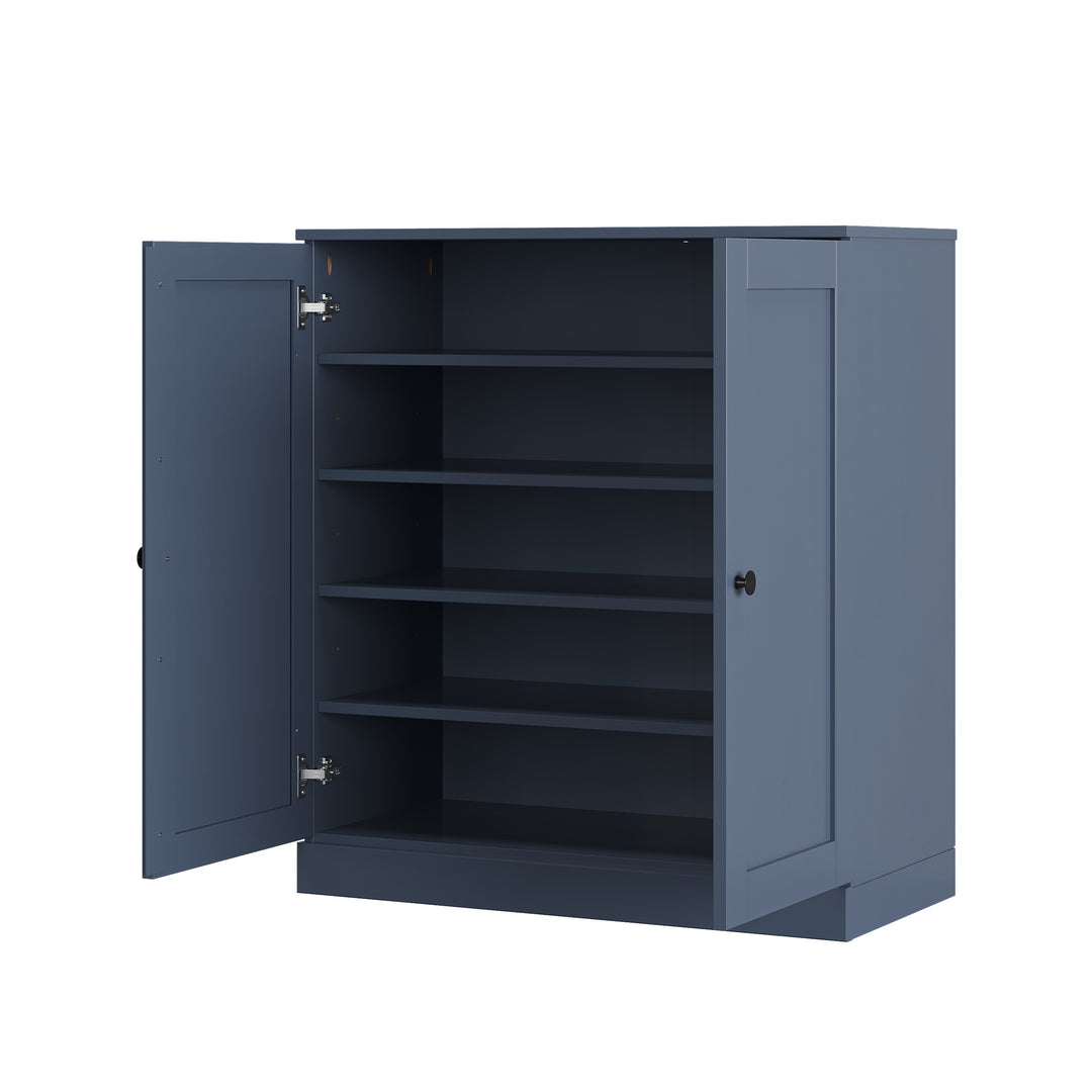 100% Solid Wood Shoe Storage Cabinet with Shaker Doors, Adjustable Shelves, Space Saving Stackable Entryway Organizer, 32" W x 35.75" H