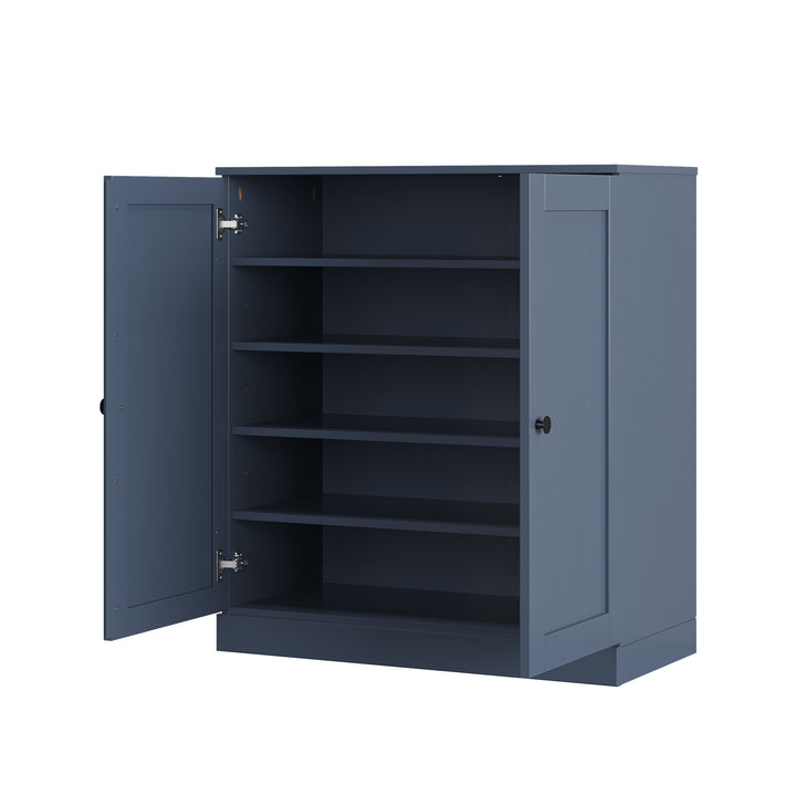 100% Solid Wood Shoe Storage Cabinet with Shaker Doors, Adjustable Shelves, Space Saving Stackable Entryway Organizer, 32" W x 35.75" H