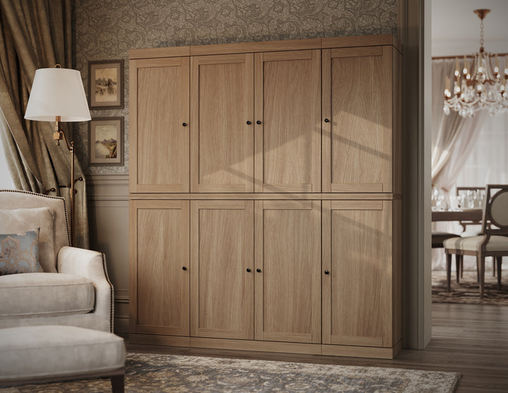 Premium 100% Solid European Oak Hardwood Modular Dining Room Cabinet with Shaker Doors – 64" Wide, 71.5" Tall