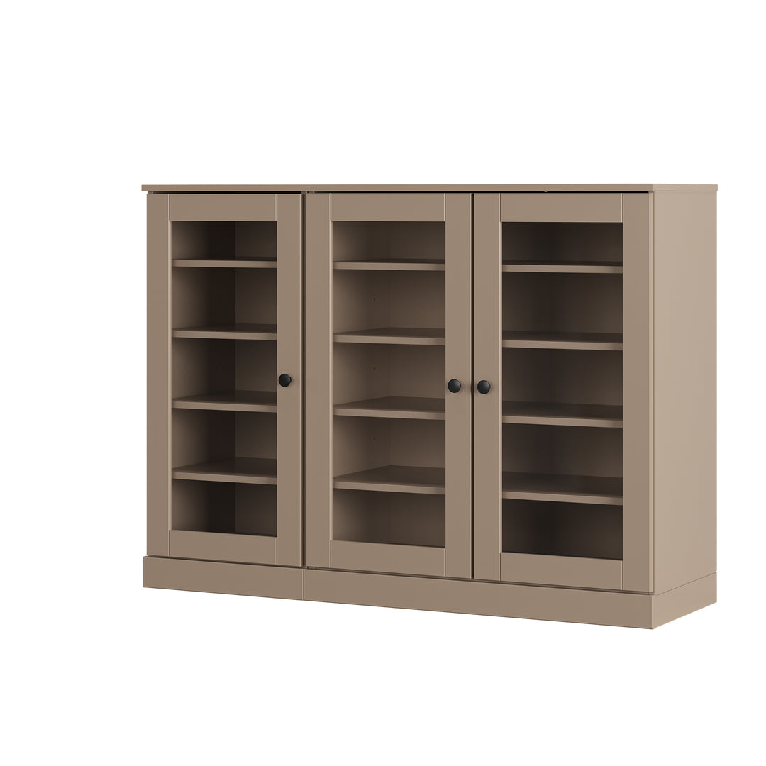 100% Solid Wood Glass Door Shoe Storage Cabinet, Adjustable Shelves, Space Saving Modular Entryway Organizer, 48.5" W x 35.75" H
