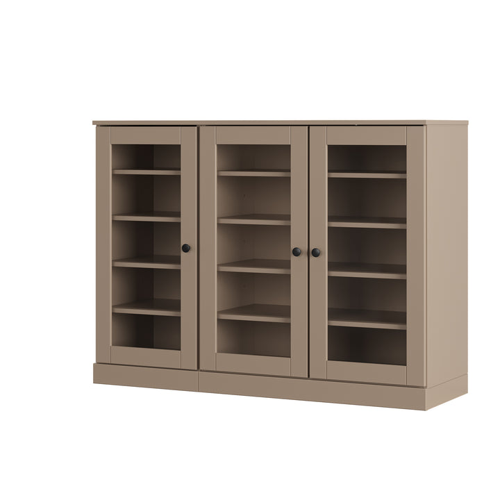 100% Solid Wood Glass Door Shoe Storage Cabinet, Adjustable Shelves, Space Saving Modular Entryway Organizer, 48.5" W x 35.75" H