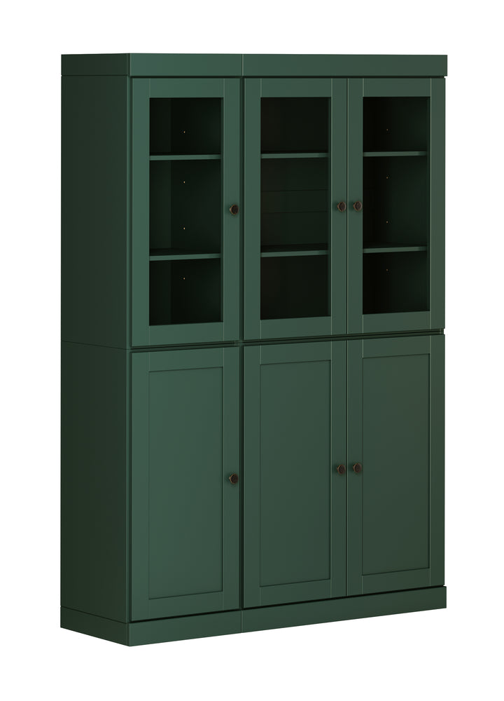 100% Solid Wood 48.5" China Pantry Cabinet, 3 Glass Doors, 3 Shaker Doors